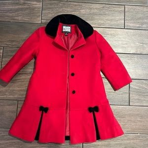 Girls Red & Black Rothschild wool coat size 4T